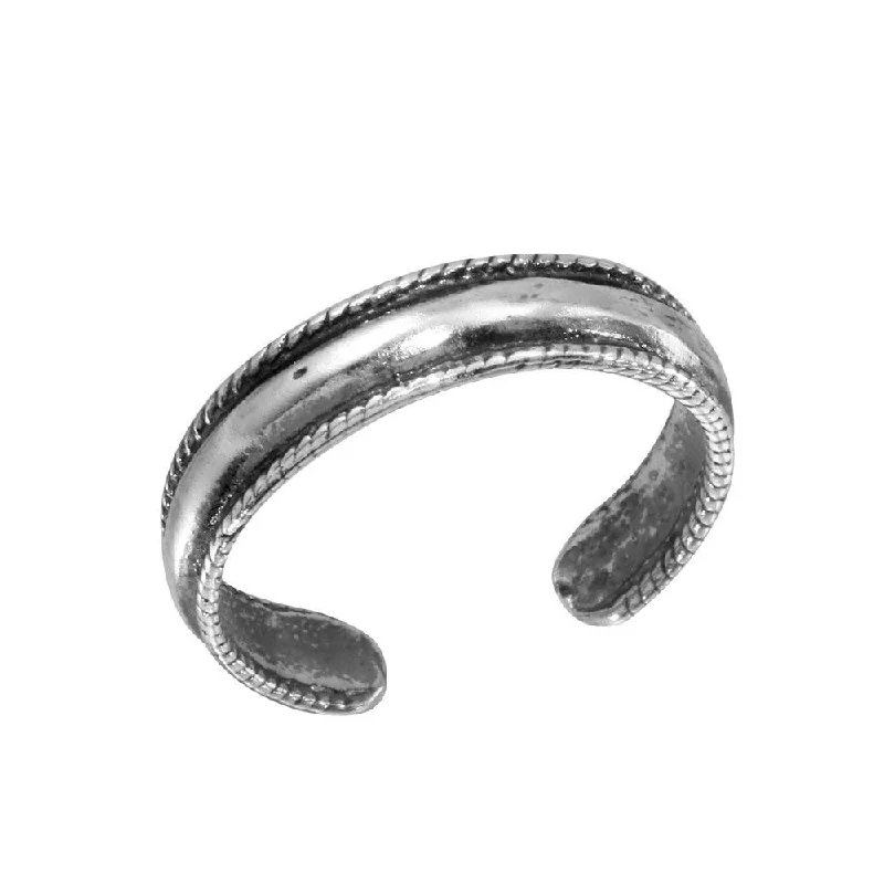 chunky rings for women -925 Sterling Silver Rope Border Design Adjustable Toe Ring - TR112-A