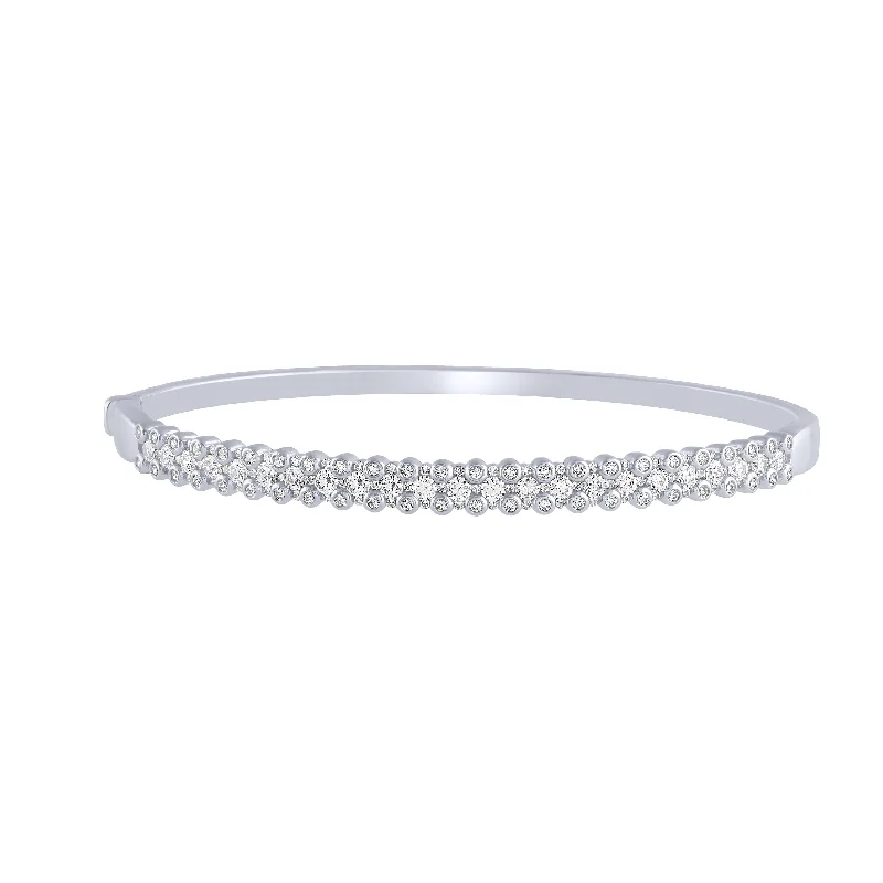 silver bracelets for women -14K White Gold 1.50Ct Diamond Bangle