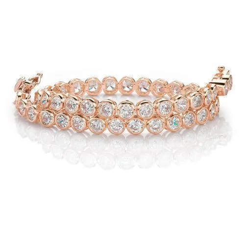 elegant bangles for women -Round Brilliant tennis bracelet with 5.83 carats* of diamond simulants in 10 carat rose gold