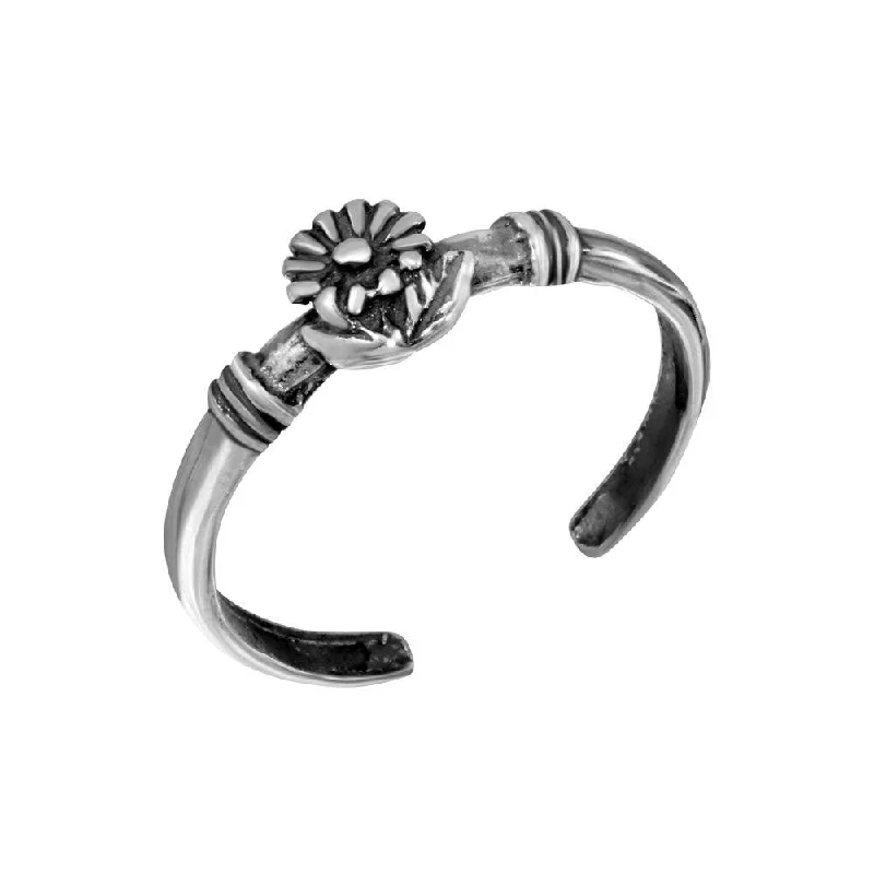 women’s rings -Silver 925 Flower Adjustable Toe Ring - TR296-A