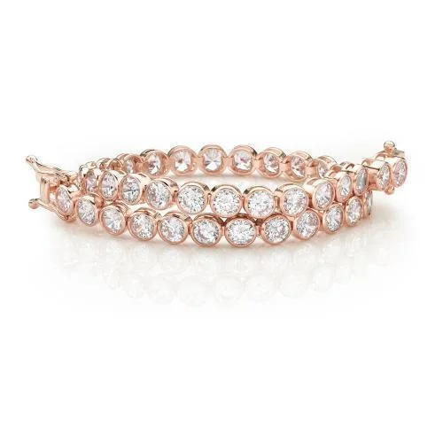 trendy charm bracelets -Round Brilliant tennis bracelet with 10.25 carats* of diamond simulants in 10 carat rose gold