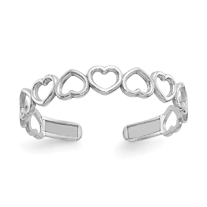 luxury gemstone rings for women -14KT White Gold 3MM Heart Toe Ring