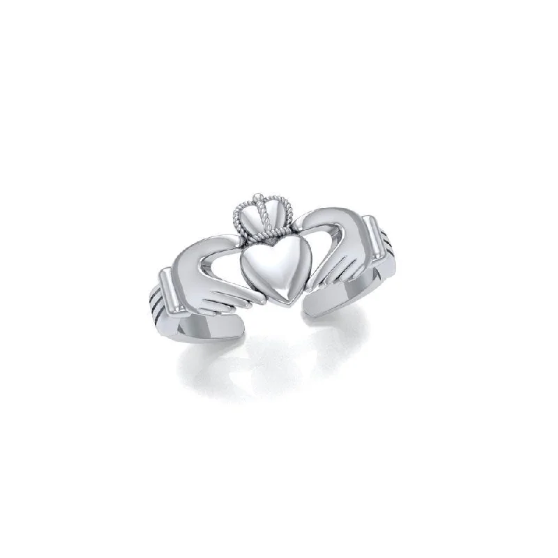 unique gemstone rings for women -Irish Claddagh Silver Toe Ring TR226