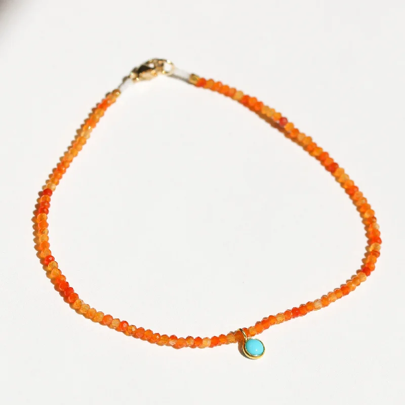 diamond bangles for women -Carnelian + Turquoise Charm Bracelet