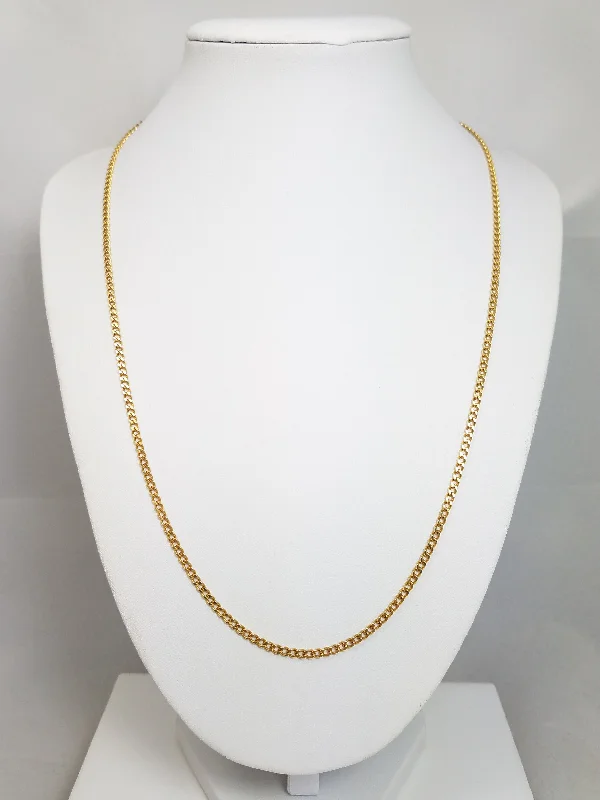 contemporary necklaces for women -Solid Curb Link 21" 18k Yellow Gold Necklace