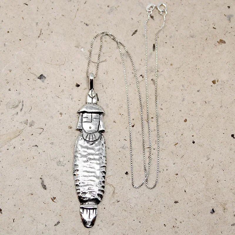 dainty necklaces for women -Interesting Sterling Silver Kachina Pendant