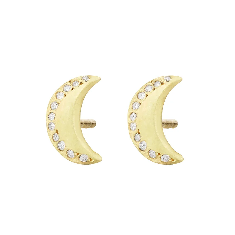 clip-on earrings for women -Queen of the Night Studs, White Diamond