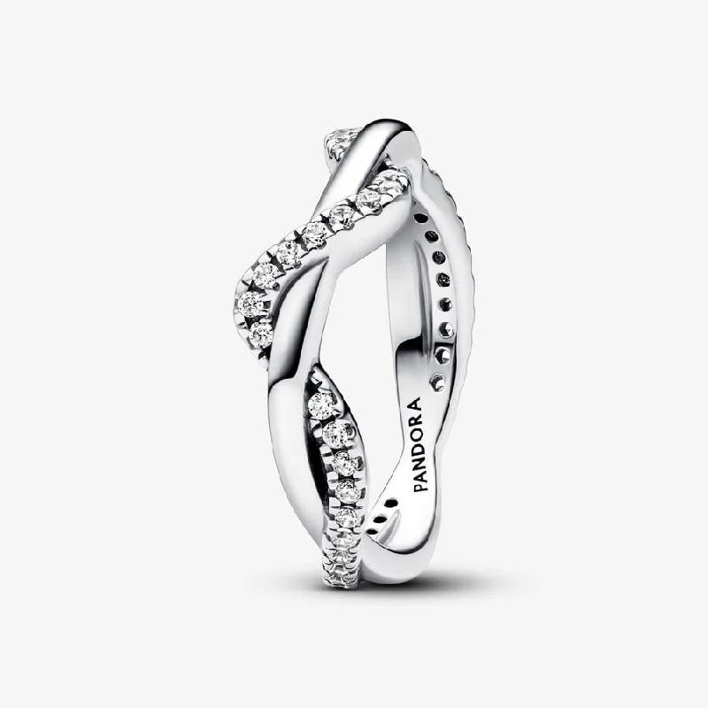 beautiful rings for women -Sparkling Intertwined Wave Ring