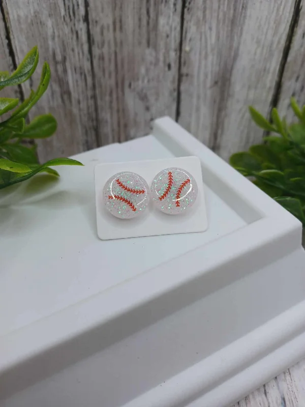 twisted earrings for women -Baseball Glitter Earrings