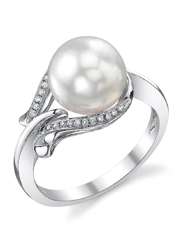 women’s engagement and wedding rings -White South Sea Pearl & Diamond Spirit Ring