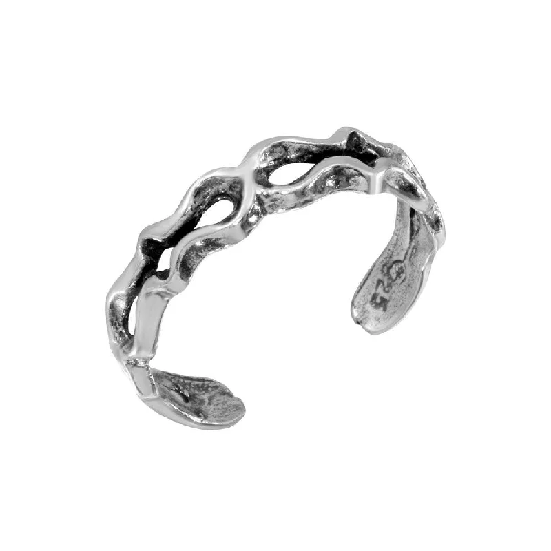 women’s antique rings -Silver 925 Open Wave Adjustable Toe Ring - TR235-A