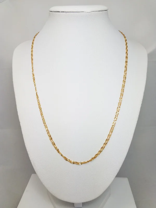 custom necklaces for women -Sparkling 18k Yellow Gold Singapore Link Double Strand 20" Necklace