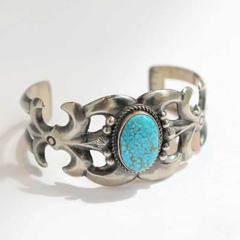 statement cuff bracelets for women -Sandcast Kingman Turquoise Cuff Bracelet by Harrison Bitsu