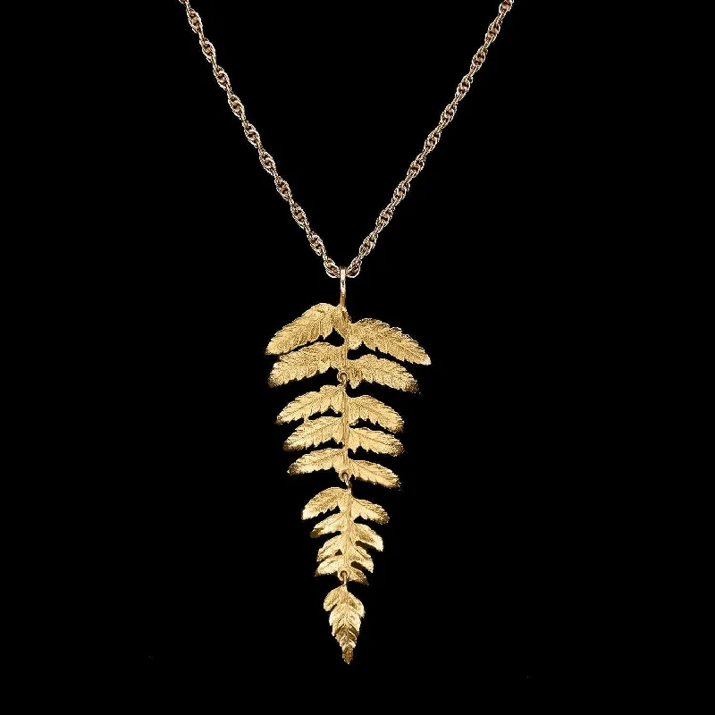 gold chain necklaces for women -Fine Fern Long Necklace