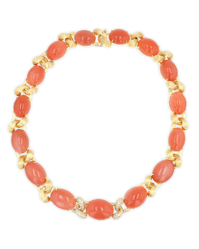 women’s elegant silver necklaces -Henry Dunay Orange Moonstone and Diamond Sabi Necklace