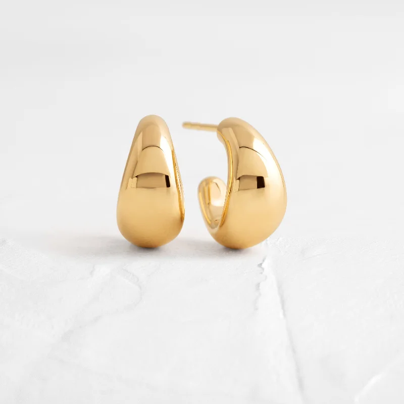 sparkling earrings for women -Gold Jumbo Dome Huggie Earrings - In Stock