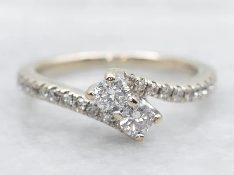 women’s wedding and engagement rings -Modern Diamond Toi et Moi Bypass Engagement Ring