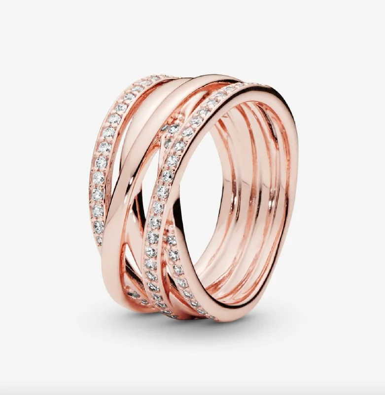 wedding anniversary rings for women -Sparkling & Polished Lines Ring