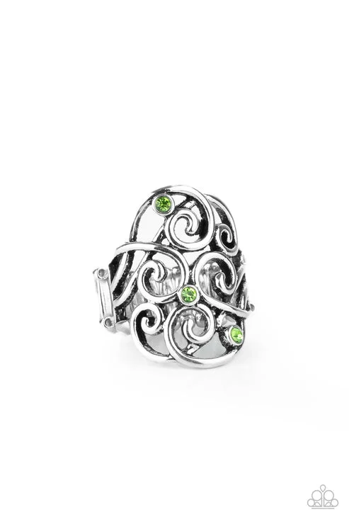 unique diamond rings for women -FRILL Out! Green Ring