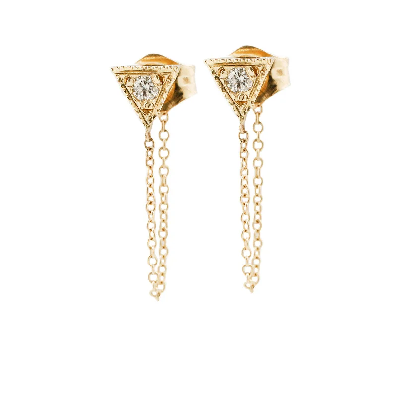 dangling gold earrings for women -Gaia Chain Earrings