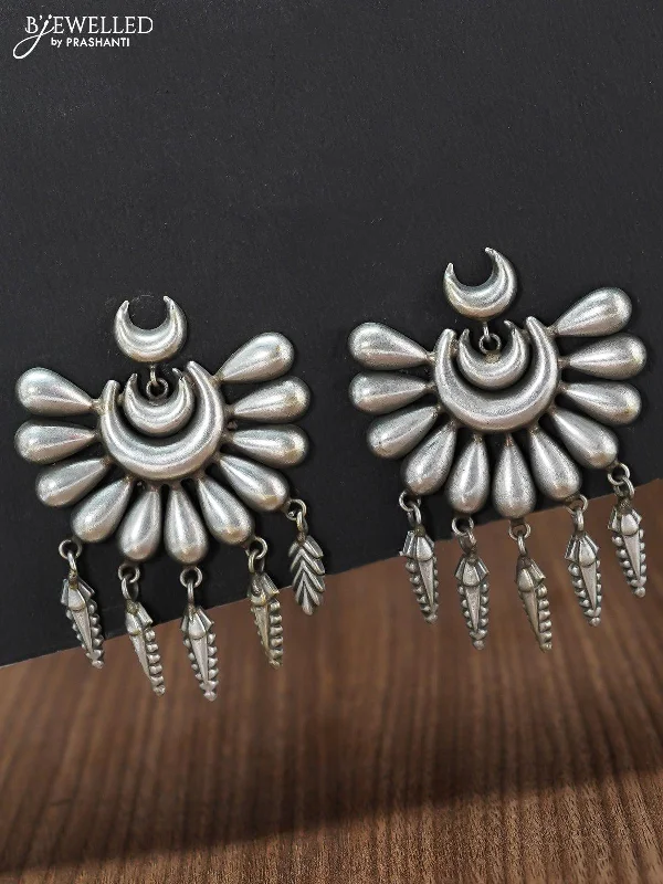 luxurious stud earrings for women -Oxidised chandbali earring with hangings