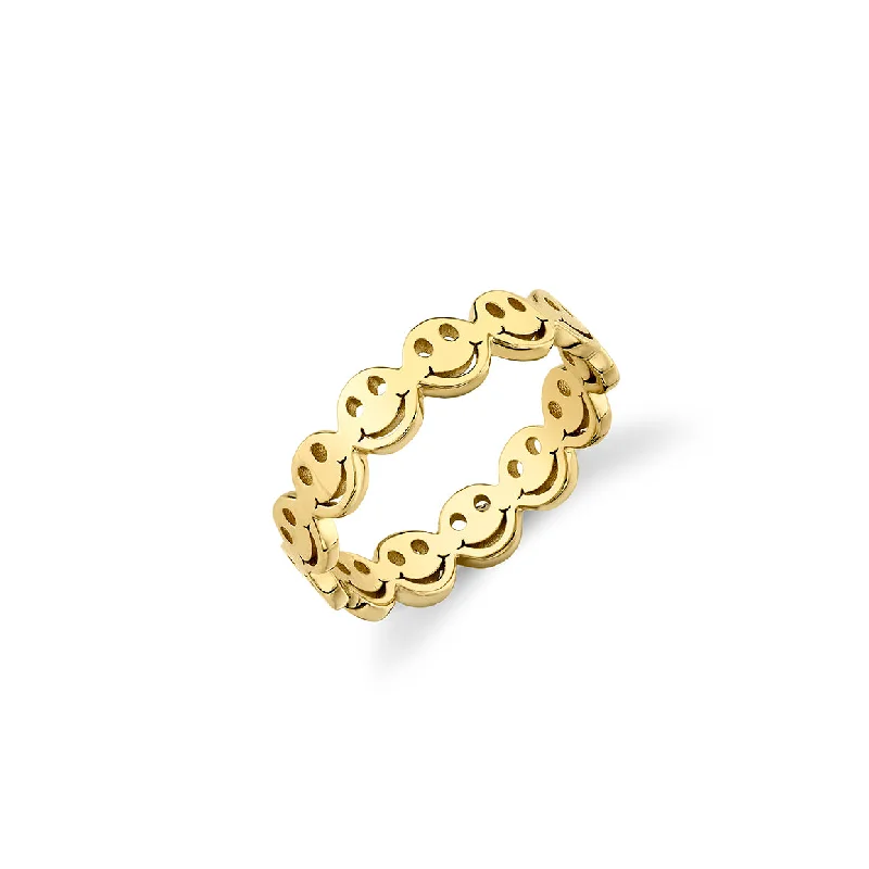 statement rings for women -Pure Gold Happy Face Eternity Ring