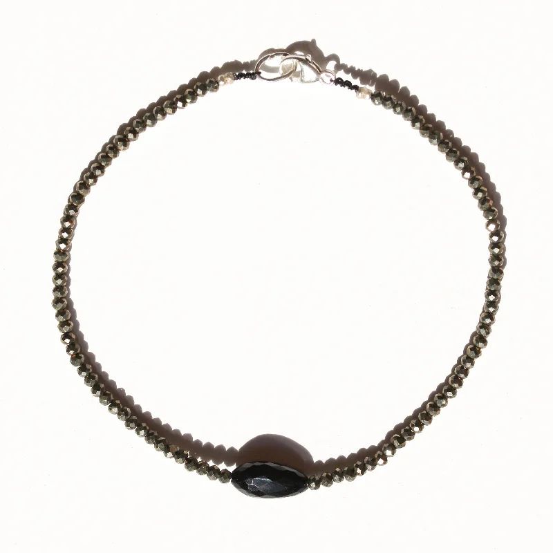 custom bangle designs for women -Pyrite + Onyx Bracelet No.56