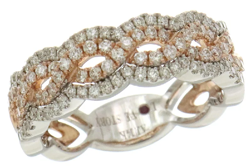 women’s gemstone wedding rings -14K Two Tone Gold 0.63ctw Diamond Multi Row Ring