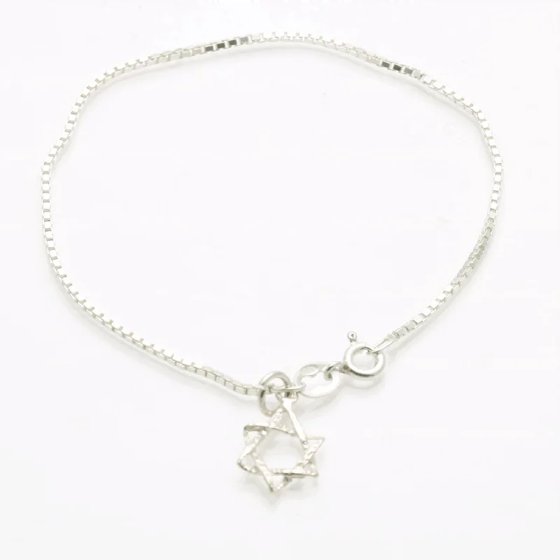 wedding bangles for women -Sterling Silver Woven Star of David Chain Bracelet