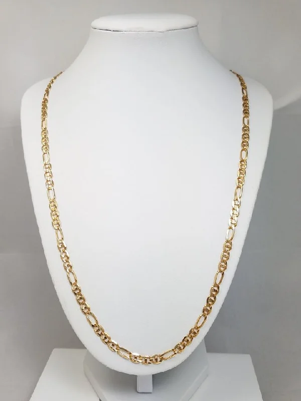 stacked necklaces for women -Exotic 24" Solid 14k Yellow Gold Figarucci Link Chain Necklace