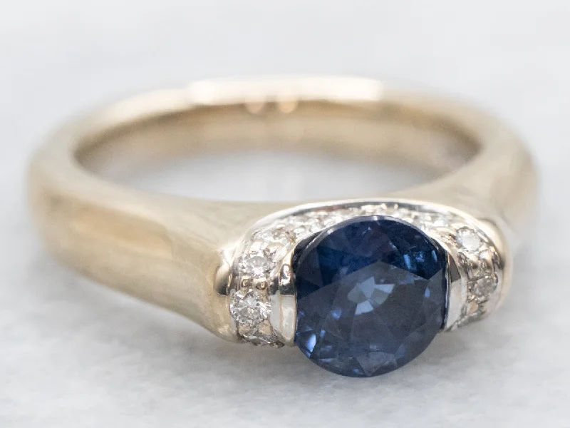 custom-designed engagement rings -Sapphire and Diamond Engagement Ring