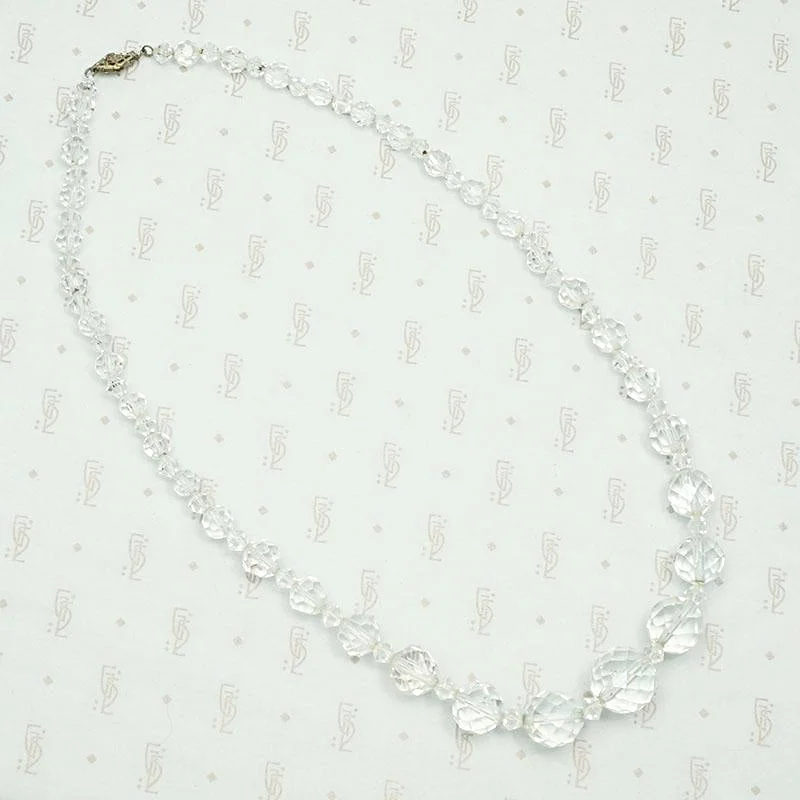 minimalist necklaces for women -Crisply Faceted Graduated Glass Bead Necklace