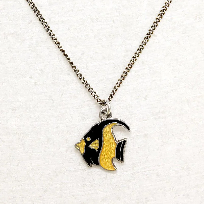 fashion-forward necklaces for women -Flirty Cloisonné Enamel Angelfish Charm Necklace