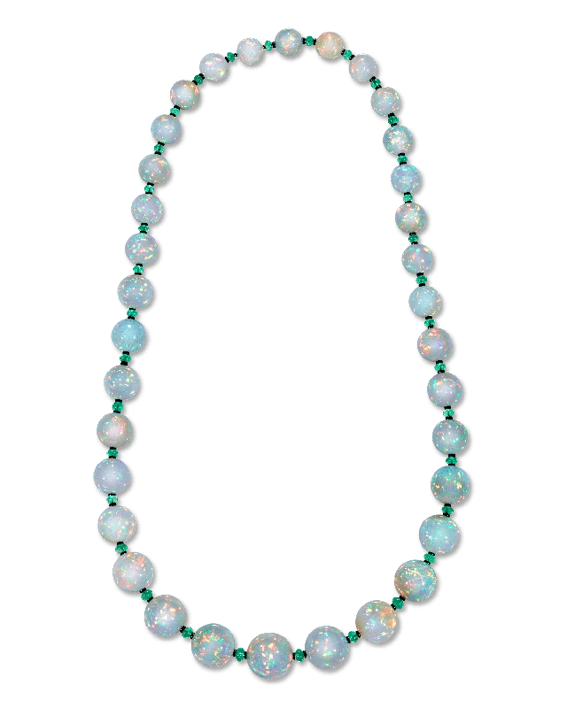 personalized birthstone necklaces for women -Ethiopian Opal Bead Necklace, 680.00 Carats