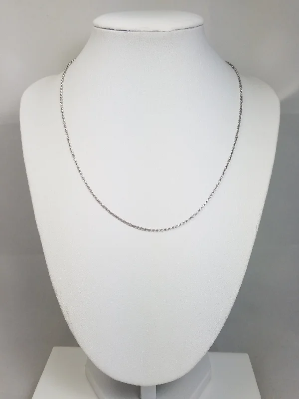 long necklaces for women -New! Classic 17" Solid 18k White Gold Diamond Cut Rope Chain Necklace