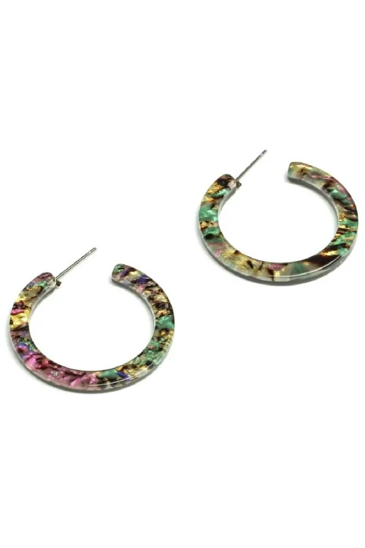 matching earrings for brides -SMALL ACRYLIC HOOP | MULTI PURPLE