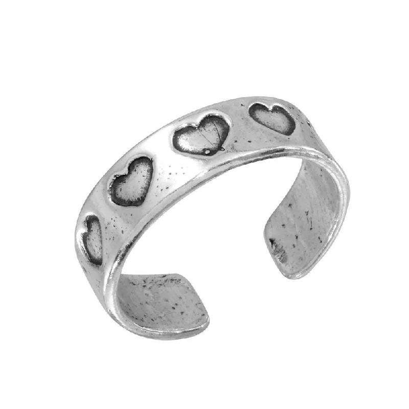 elegant rings for women -Silver 925 Heart Adjustable Toe Ring - TR110-A