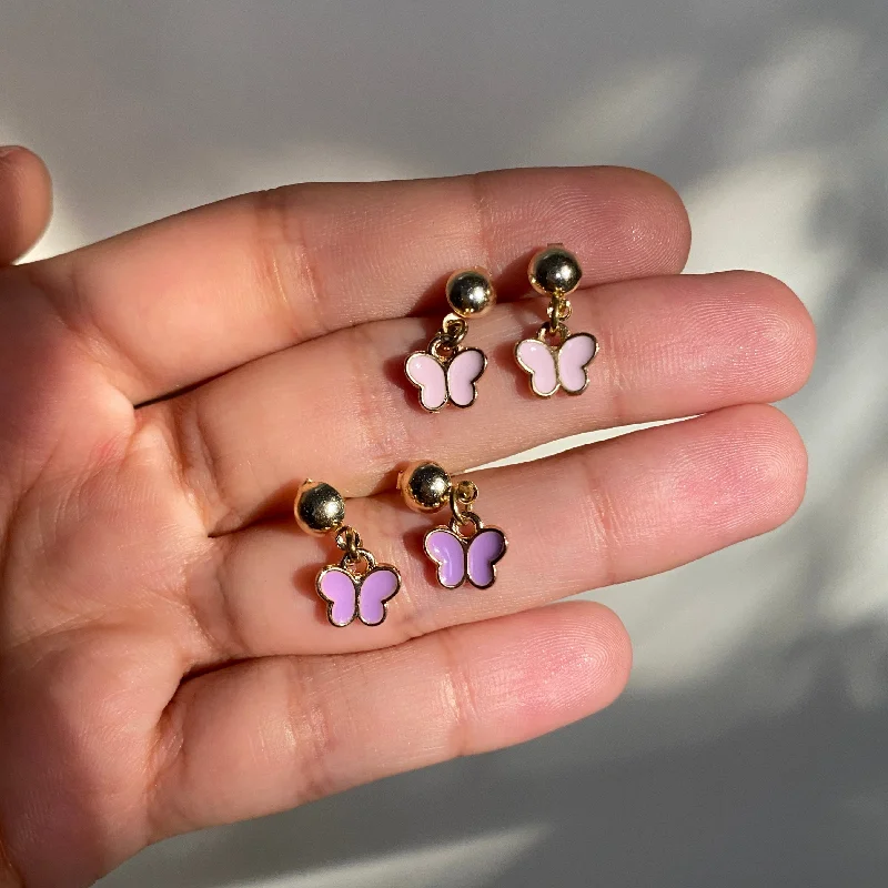 rose gold earrings for women -MINI BUTTERFLY POST STUD EARRINGS