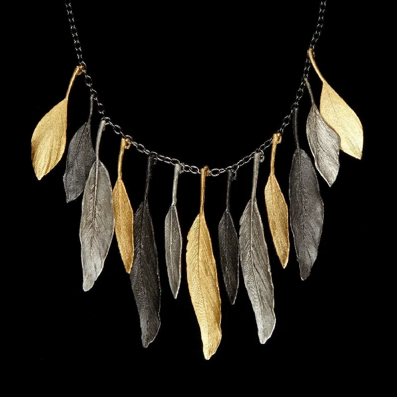 gold necklaces for women -Feather Necklace - Tricolor