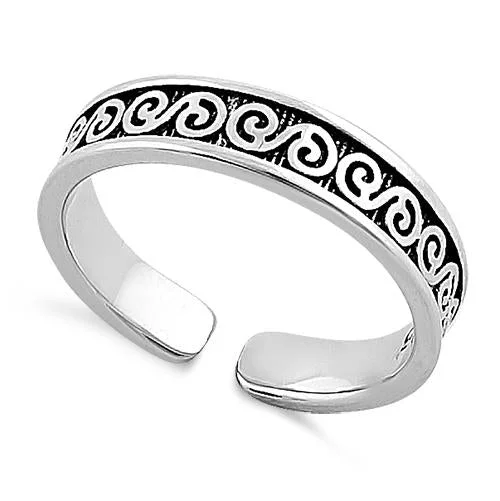 intricate design rings for women -Sterling Silver Celtic S Adjustable Toe Ring