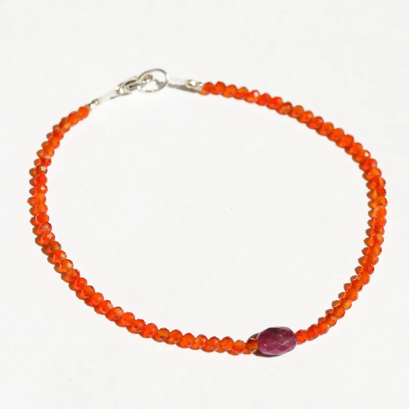 stackable bangles for women -Carnelian + Ruby Bracelet