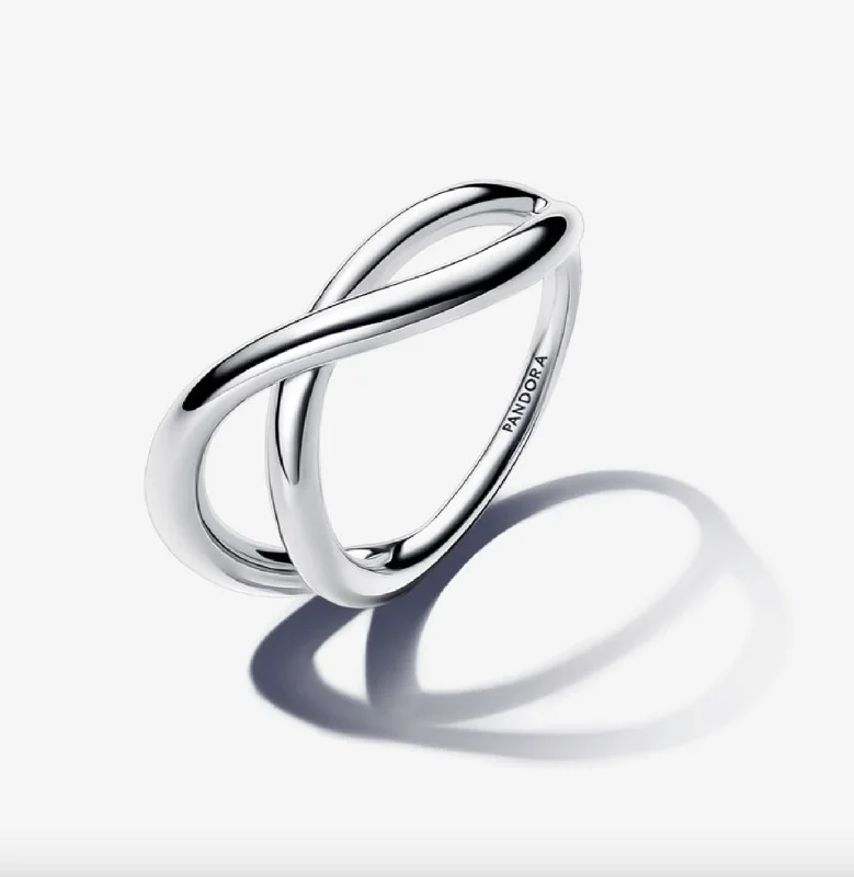 silver gemstone rings for women -Organically Shaped Infinity Ring