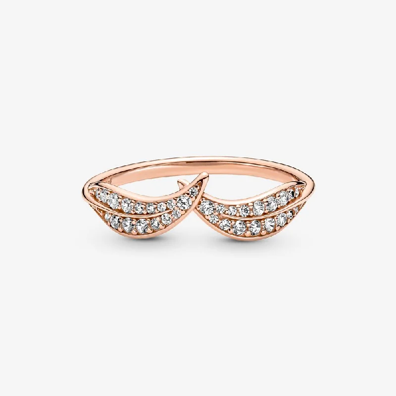 geometric rings for women -Sparkling Leaves Ring