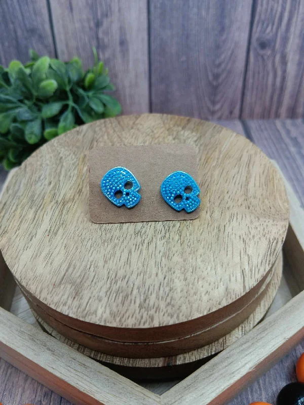 trendy gold earrings for women -Blue Skeleton Earrings