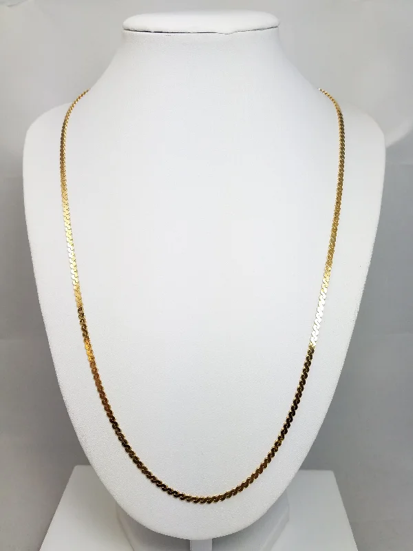 vintage style necklaces for women -Classic 22" Solid 14k Yellow Gold Serpentine Link Chain Necklace Italy