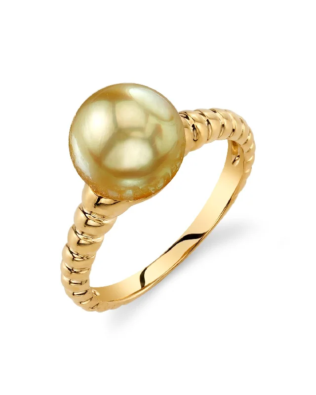 cocktail rings for women -Golden South Sea Pearl Echo Ring