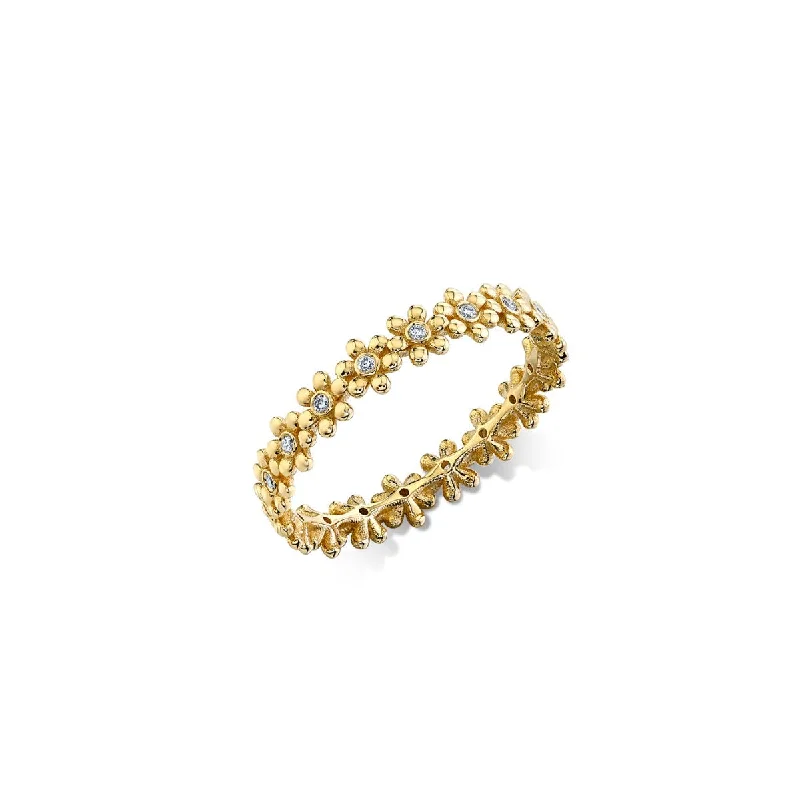 high-end rings for women -Gold & Diamond Tiny Daisy Eternity Ring