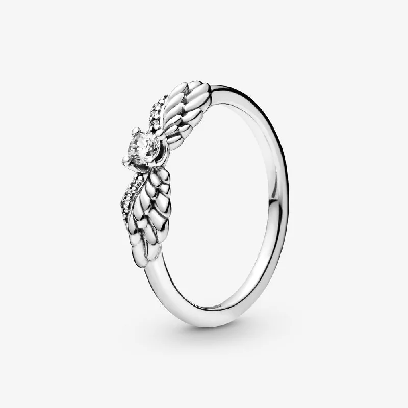 contemporary rings for women -Sparkling Angel Wing Ring