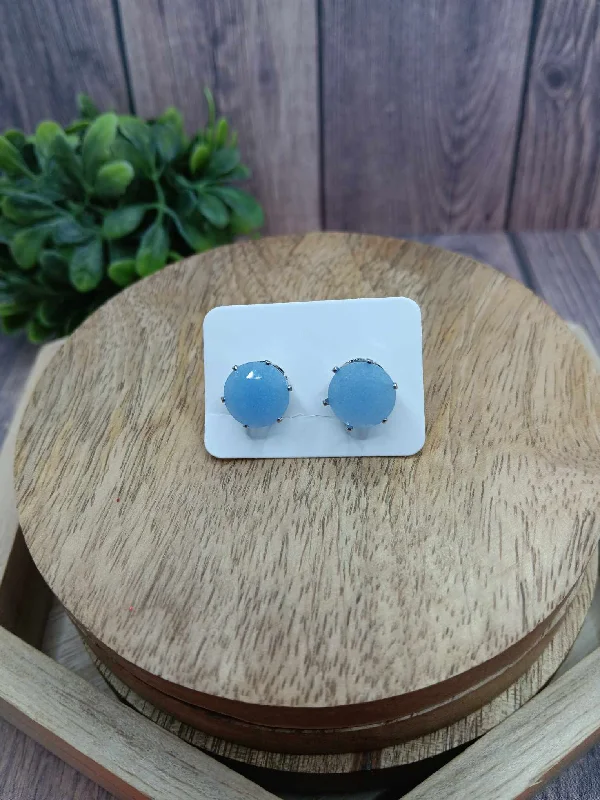 silver earrings for women -Blue Glow in the Dark Solitare Earrings