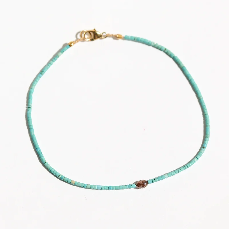 bridal bangles for women -Heishi Turquoise + Diamond Bracelet no. 75